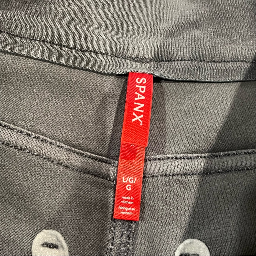 SPANX Stretch Twill Straight Leg Pant Hazy Blue Gray Large Pull On Relaxed - Picture 11 of 16